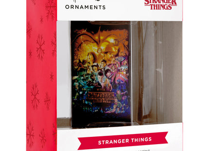 Personalized Stranger Things VHS tape Christmas ornament with colorful Netflix series character collage, retro VHS case design, Liam at the bottom and year at the upper right.