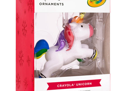 Personalized rainbow unicorn Christmas ornament with custom name and year.