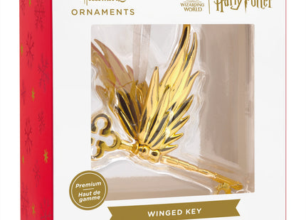 Personalized Harry Potter golden flying key Christmas ornament with custom year.