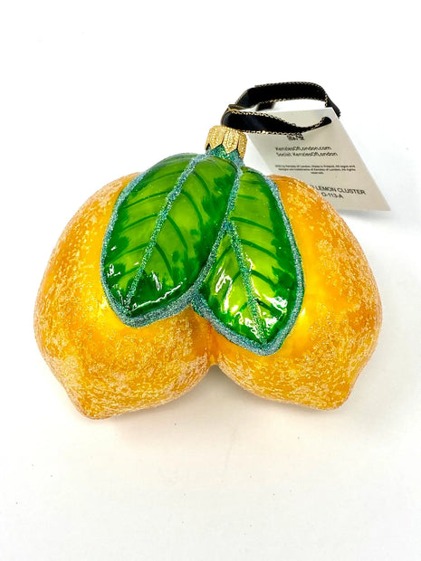 Amalfi Lemon Cluster Holiday Polish Glass Christmas Ornament designed by Kenzies of London and by Personalized Ornamentshop