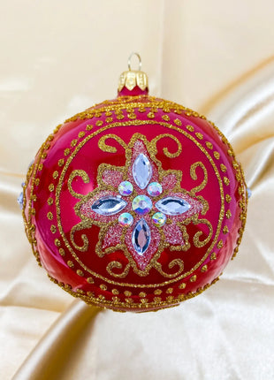 Red Medici Holiday Polish Glass Christmas Ornament designed by Kenzies of London and by Personalized Ornamentshop