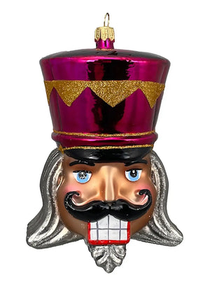 Pink Nutcracker Head Holiday Polish Glass Christmas Ornament designed by Kenzies of London and by Personalized Ornamentshop