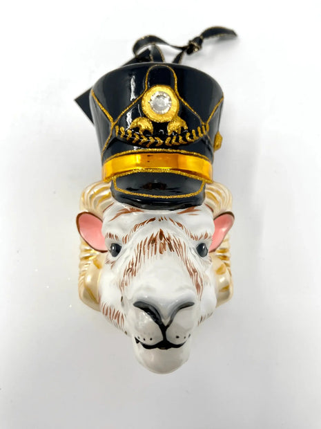 Ram Nutcracker Head Holiday Polish Glass Christmas Ornament designed by Kenzies of London and by Personalized Ornamentshop