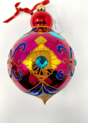 Ruby Sparkling Gems Holiday Polish Glass Christmas Ornament designed by Kenzies of London and by Personalized Ornamentshop