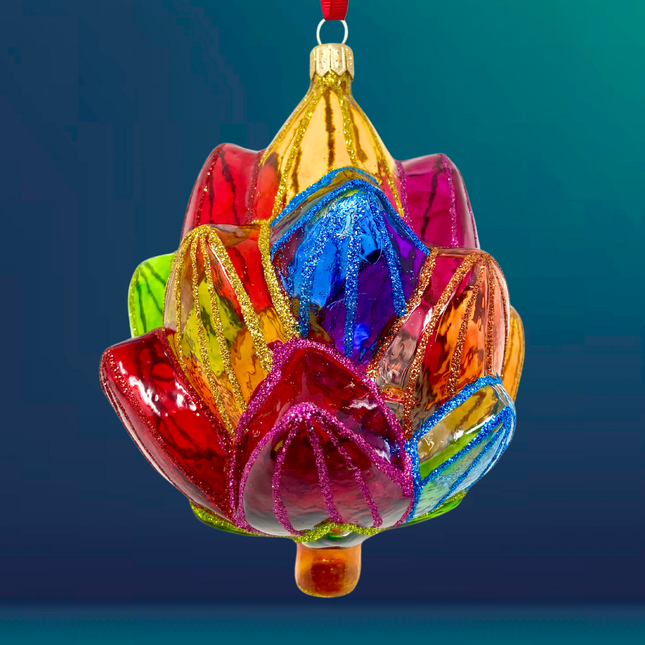 Artichoke Holiday Polish Glass Christmas Ornament - Clear designed by Kenzies of London and by Personalized Ornamentshop