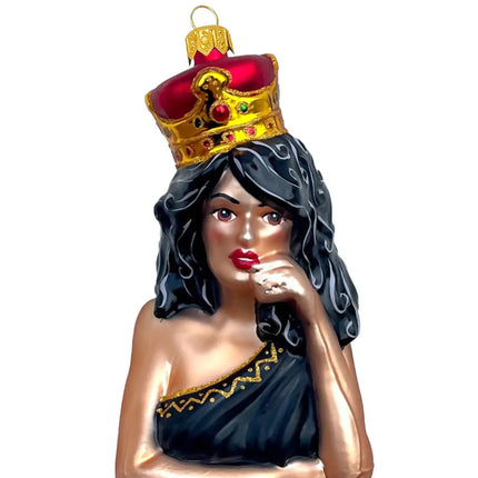 Brunette Queen Holiday Polish Glass Christmas Ornament designed by Kenzies of London and by Personalized Ornamentshop