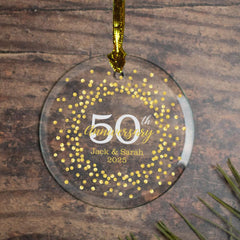 50 Anniversary Gold Personalized Glass Ornament created by ORNAMENT SHOP