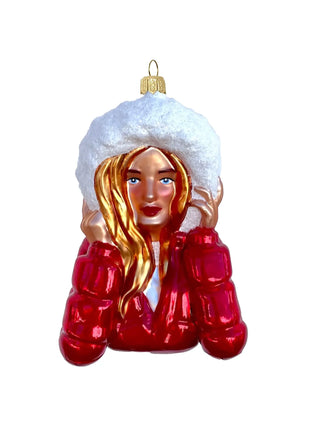 Winter Woman Holiday Polish Glass Christmas Ornament designed by Kenzies of London and by Personalized Ornamentshop