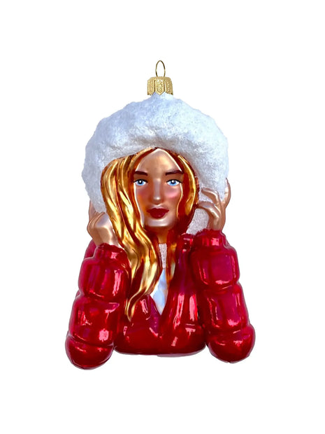 Winter Woman Holiday Polish Glass Christmas Ornament designed by Kenzies of London and by Personalized Ornamentshop