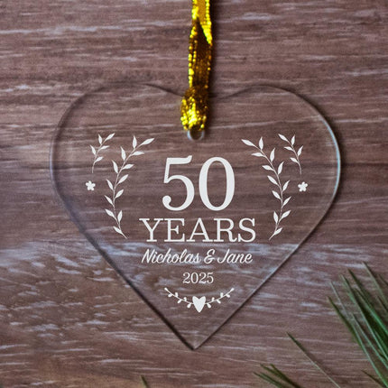 50th Anniversary Personalized Glass Heart Ornament - DESIGN - 50 Year Anniversary created by ORNAMENT SHOP