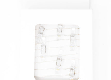 15 LED Mini Photo Clip Battery Operated Silver Copper Fairy Lights - Warm White