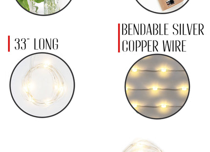 Pack of 10 Twinkle LED Bottle Cork Lights - Warm White (Bottle Not Included)