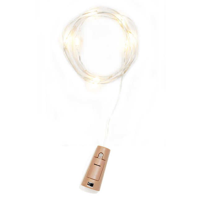 Pack of 10 Twinkle LED Bottle Cork Lights - Warm White (Bottle Not Included)