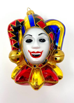 Court Jester Blue/G Holiday Polish Glass Christmas Ornament designed by Kenzies of London and by Personalized Ornamentshop