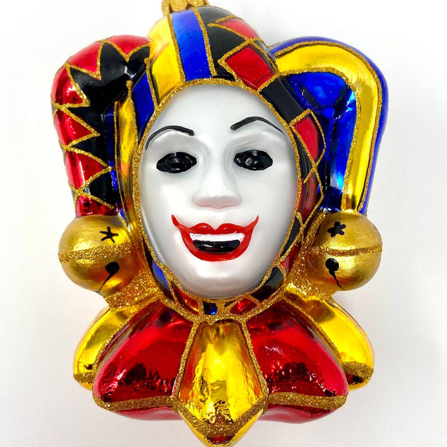 Court Jester Blue/G Holiday Polish Glass Christmas Ornament designed by Kenzies of London and by Personalized Ornamentshop