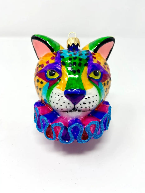 Rainbow Cheetah Holiday Polish Glass Christmas Ornament designed by Kenzies of London and by Personalized Ornamentshop