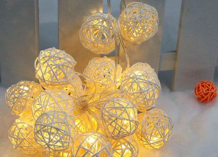 10 LED Rattan Ball String Lights - Battery Operated