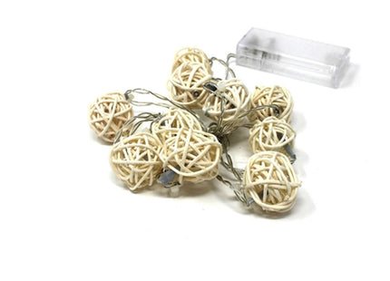 10 LED Rattan Ball String Lights - Battery Operated