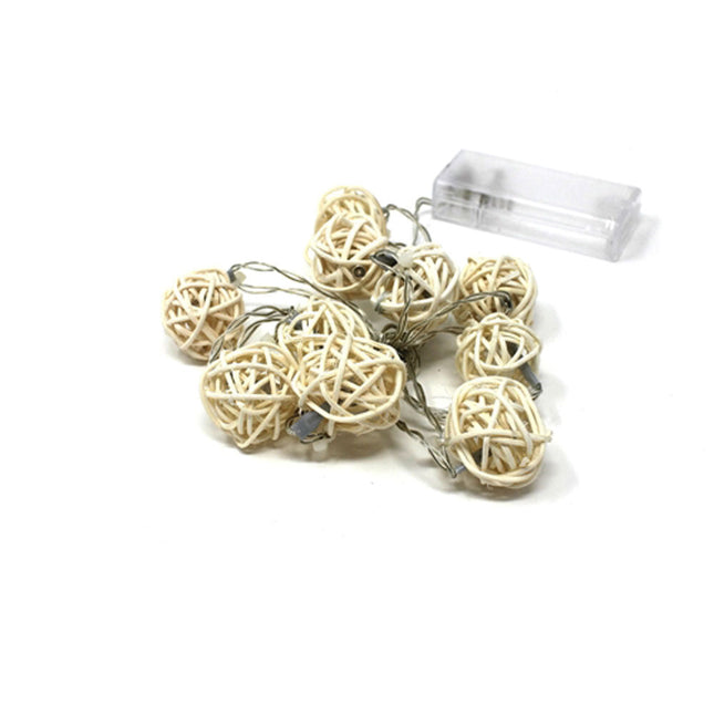 10 LED Rattan Ball String Lights - Battery Operated