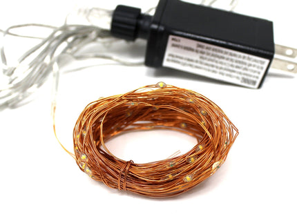 100 LED Natural Copper Fairy Plug in Lights - Warm White