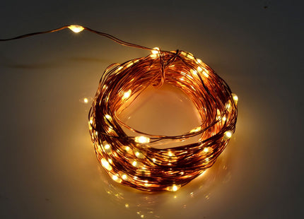 100 LED Natural Copper Fairy Plug in Lights - Warm White