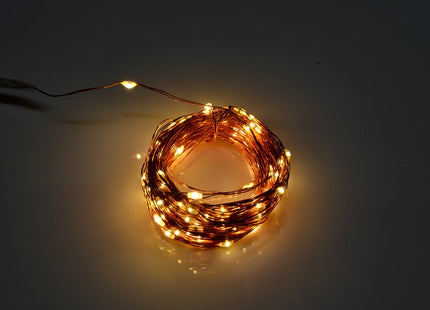 100 LED Natural Copper Fairy Plug in Lights - Warm White