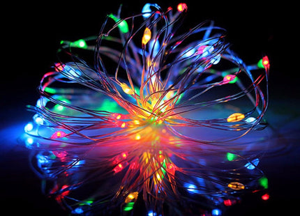 100 LED Silver Copper Fairy Lights - Battery Operated