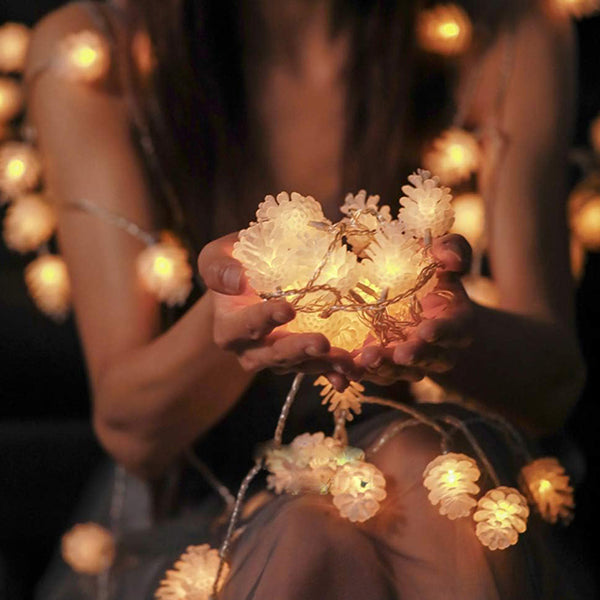 10 LED Soft Plastic Pine Cone Light Set - Warm White