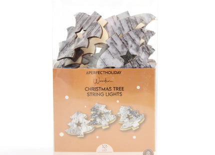 10 LED Battery Operated String Light with Wooden Christmas Tree - Warm White
