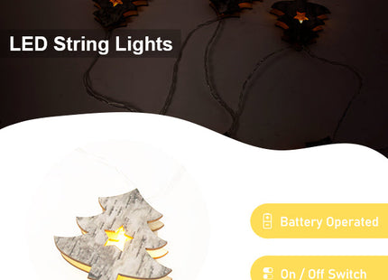10 LED Battery Operated String Light with Wooden Christmas Tree - Warm White