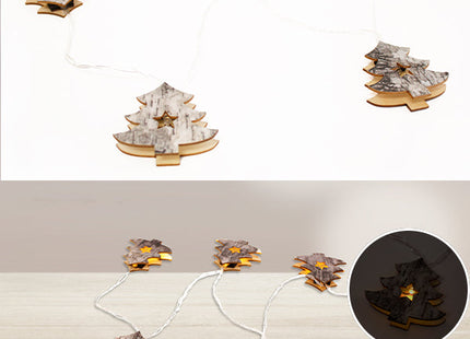 10 LED Battery Operated String Light with Wooden Christmas Tree - Warm White