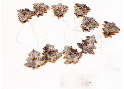 10 LED Battery Operated String Light with Wooden Christmas Tree - Warm White