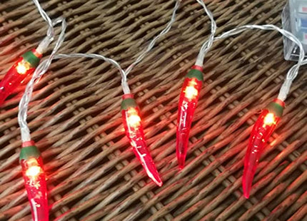 10 LED Battery Operated String Lights with Chili Pepper - Warm White
