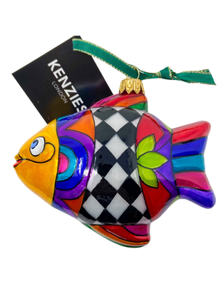 Majolica Fish Holiday Polish Glass Christmas Ornament designed by Kenzies of London and by Personalized Ornamentshop