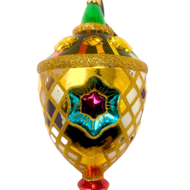 Harlequin Lantern Polish Glass Christmas Ornament designed by Kenzies of London and by Personalized Ornamentshop