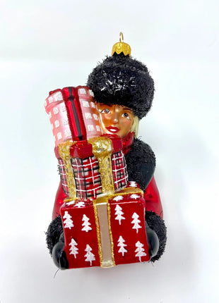 Shopping Woman Holiday Polish Glass Christmas Ornament designed by Kenzies of London and by Personalized Ornamentshop