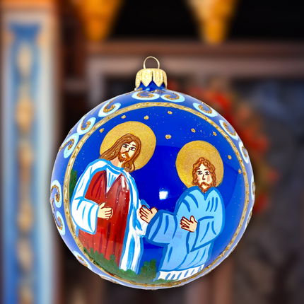Byzantine Saints Hand-Painted Glass Ornament