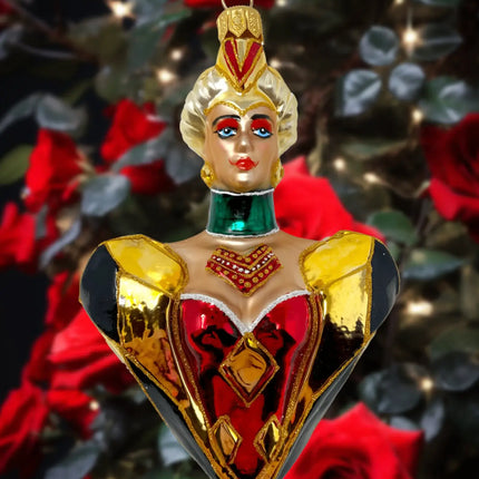Queen of Hearts Holiday Polish Glass Christmas Ornament designed by Kenzies of London and by Personalized Ornamentshop