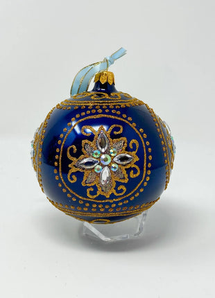 Blue Medici Holiday Polish Glass Christmas Ornament designed by Kenzies of London and by Personalized Ornamentshop