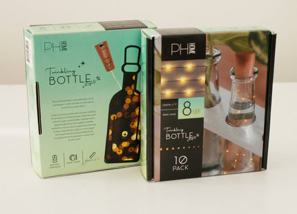 Pack of 10 Twinkle LED Bottle Cork Lights - Warm White (Bottle Not Included)