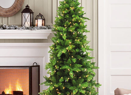 Prelit Slim Pencil Spruce Christmas Tree with Warm White Lights