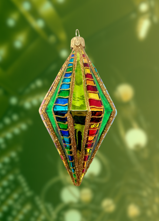 Ridged Diamond Holiday Polish Glass Christmas Ornament D designed by Kenzies of London and by Personalized Ornamentshop