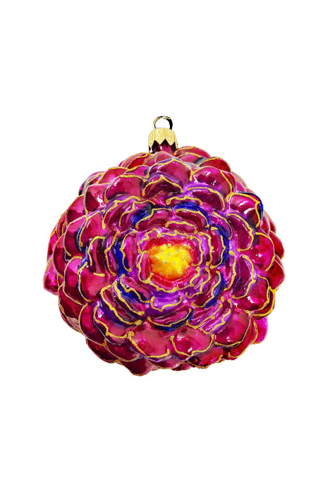 Festival Peony Holiday Polish Glass Christmas Ornament designed by Kenzies of London and by Personalized Ornamentshop