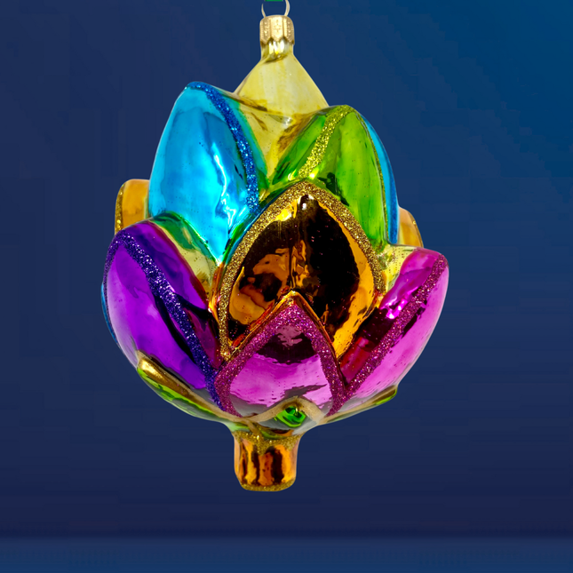 Artichoke Holiday Polish Glass Christmas Ornament designed by Kenzies of London and by Personalized Ornamentshop