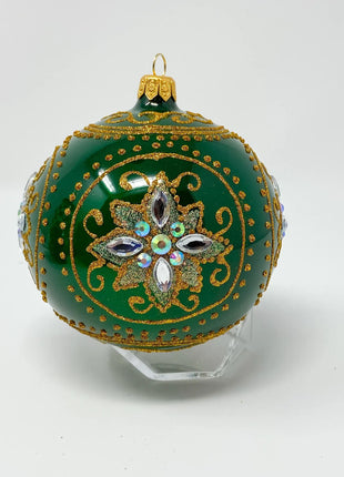 Green Medici Holiday Polish Glass Christmas Ornament designed by Kenzies of London and by Personalized Ornamentshop