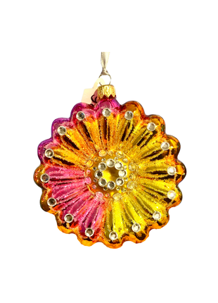 Sunshine Daisy Holiday Polish Glass Christmas Ornament designed by Kenzies of London and by Personalized Ornamentshop