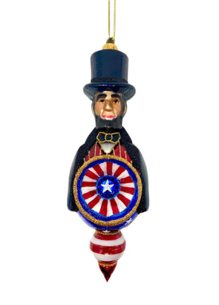 Abraham Lincoln Holiday Polish Glass Christmas Ornament designed by Kenzies of London and by Personalized Ornamentshop