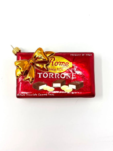 Italian Torrone Box Holiday Polish Glass Christmas Ornament designed by Kenzies of London and by Personalized Ornamentshop