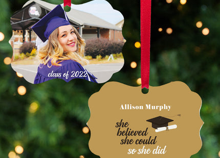 keepsake personalized she believed she could - christmas ornament – Christmas ornament, holiday tree decoration or gift
