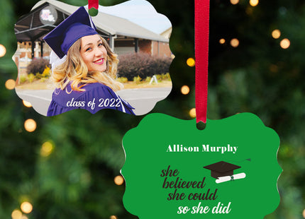 decorative personalized she believed she could - christmas ornament – Christmas ornament, holiday tree decoration or gift